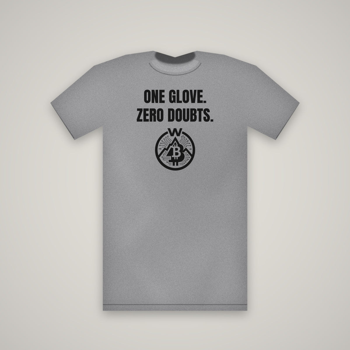 One Glove. Zero Doubts. – WashedBlackDry t-shirt mockup on heather grey