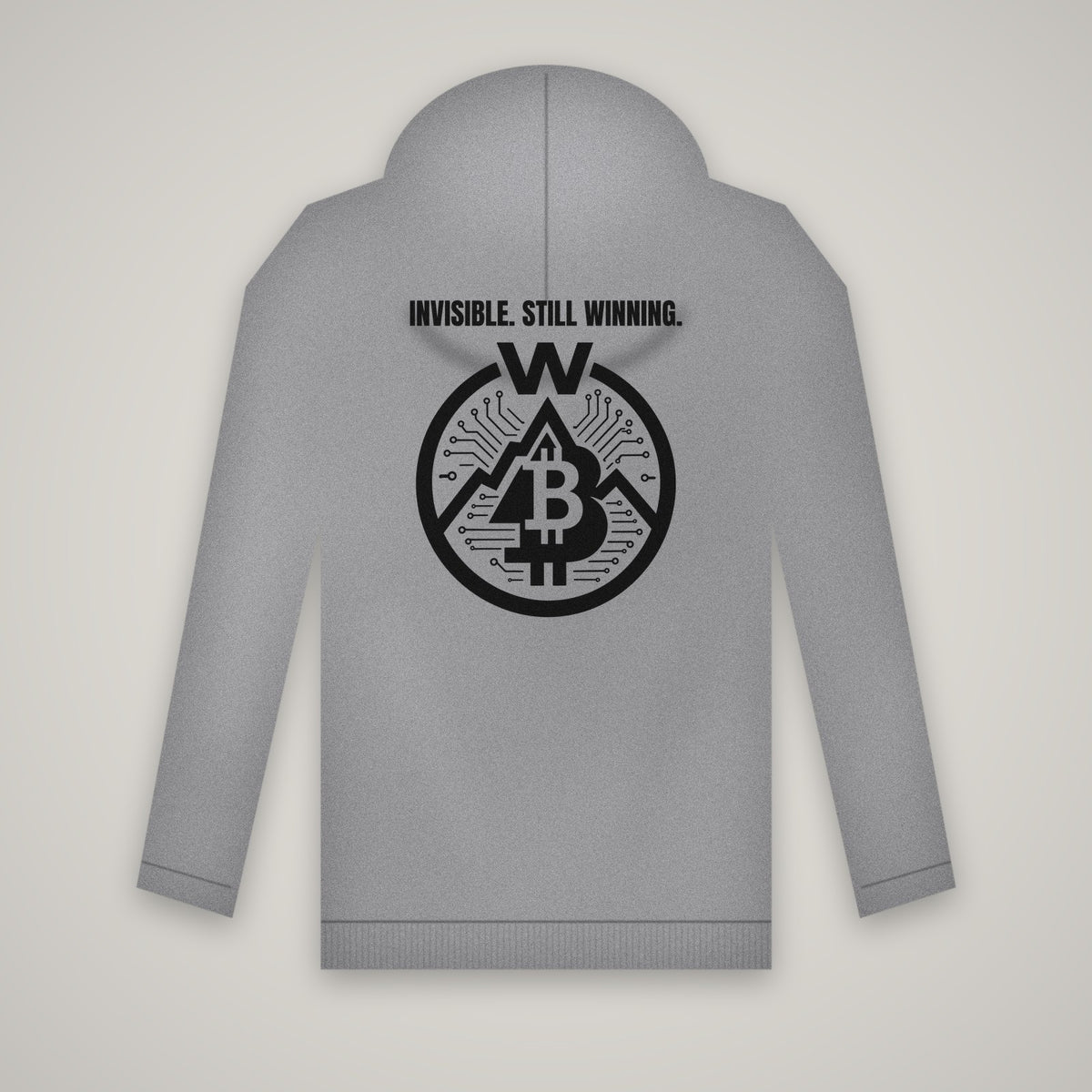 Invisible. Still Winning. – WashedBlackDry hoodie (back print) mockup on heather grey