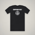 Compound Daily – WashedBlackDry t-shirt mockup on black