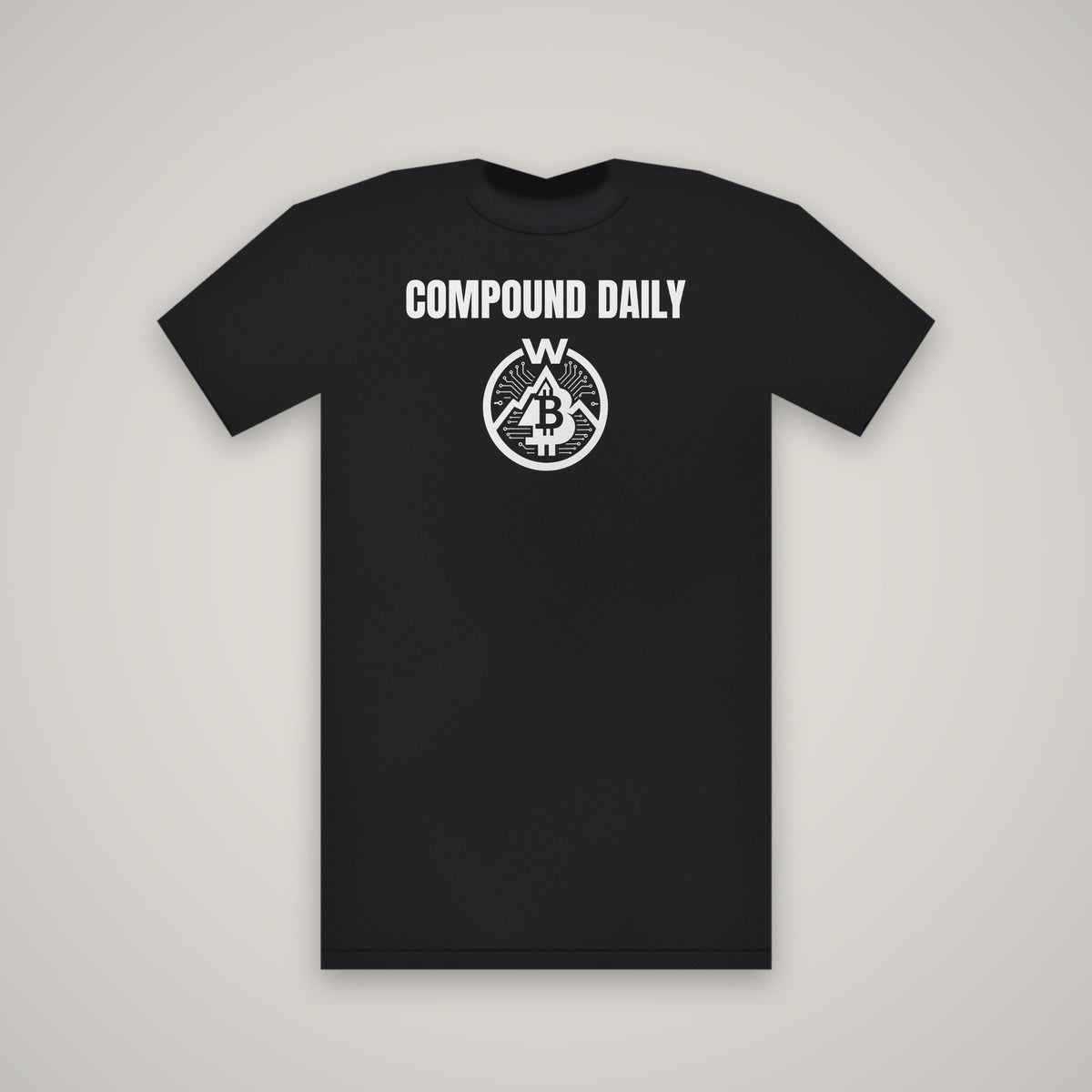 Compound Daily – WashedBlackDry t-shirt mockup on black