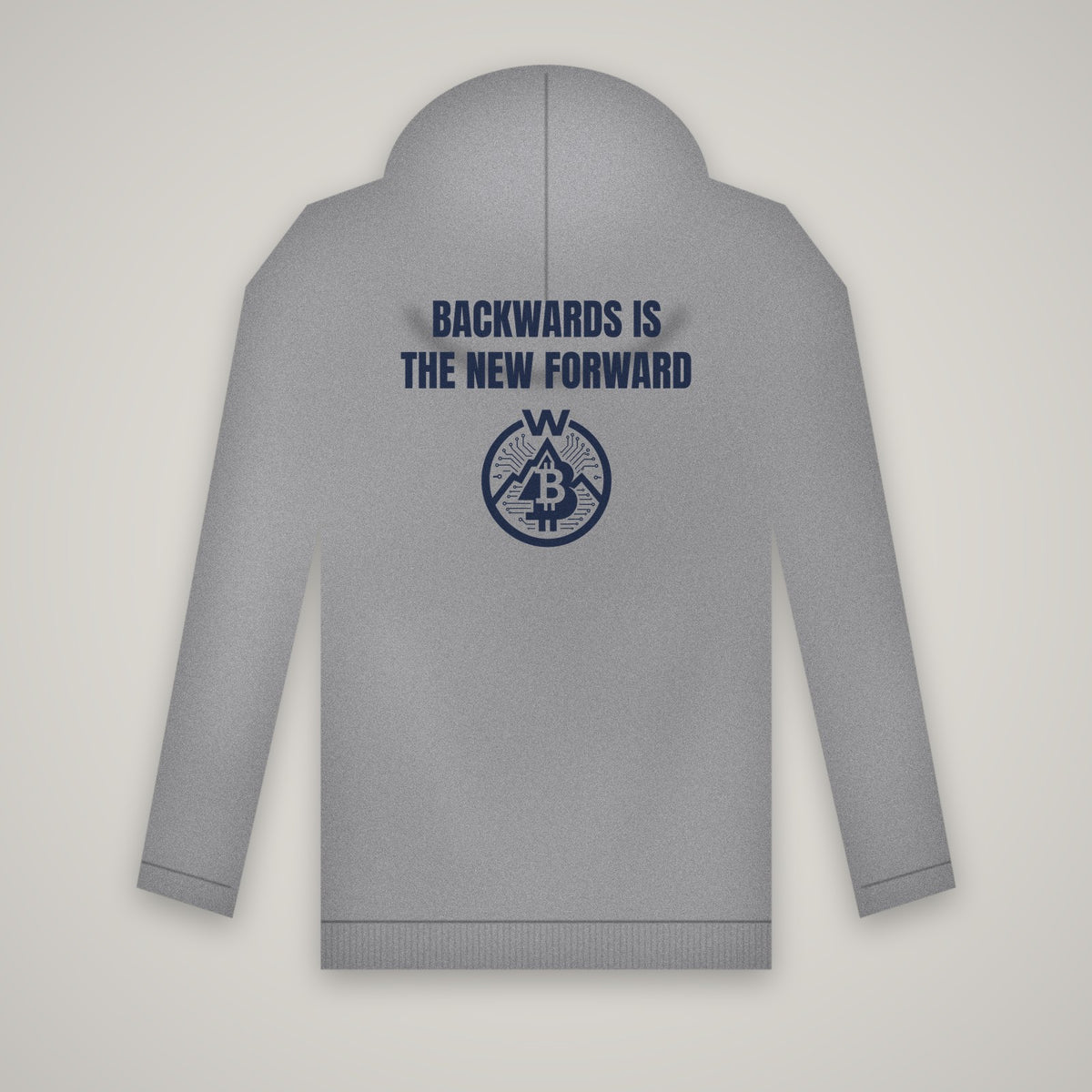 Backwards Is The New Forward – WashedBlackDry hoodie (back print) mockup on heather grey