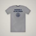 Backwards Is The New Forward – WashedBlackDry t-shirt mockup on heather grey