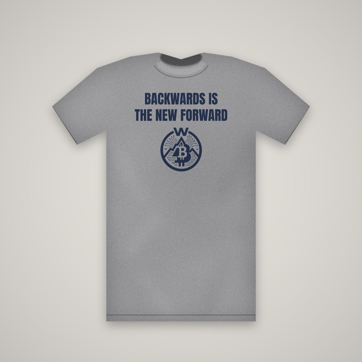 Backwards Is The New Forward – WashedBlackDry t-shirt mockup on heather grey