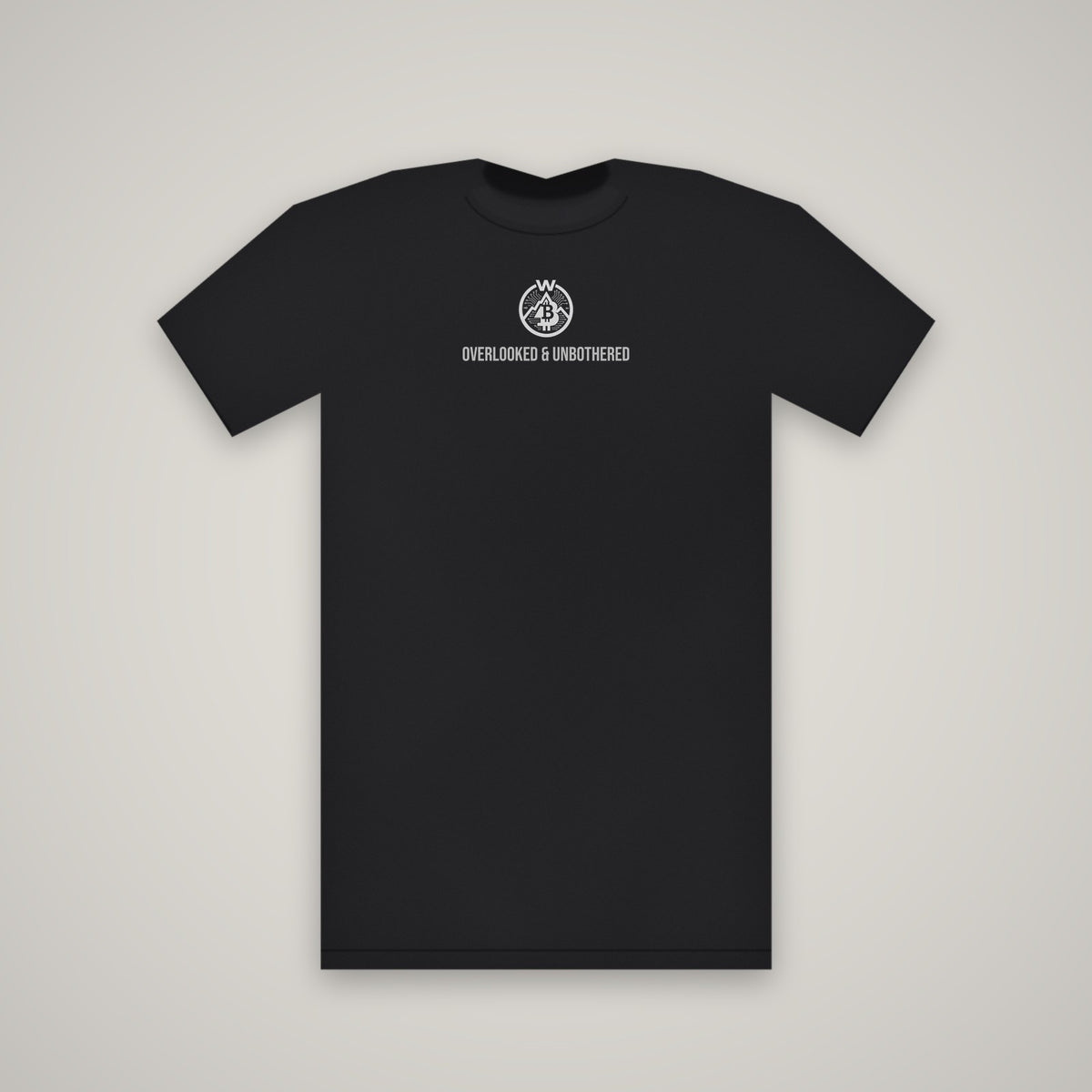 Overlooked & Unbothered – WashedBlackDry t-shirt mockup on black