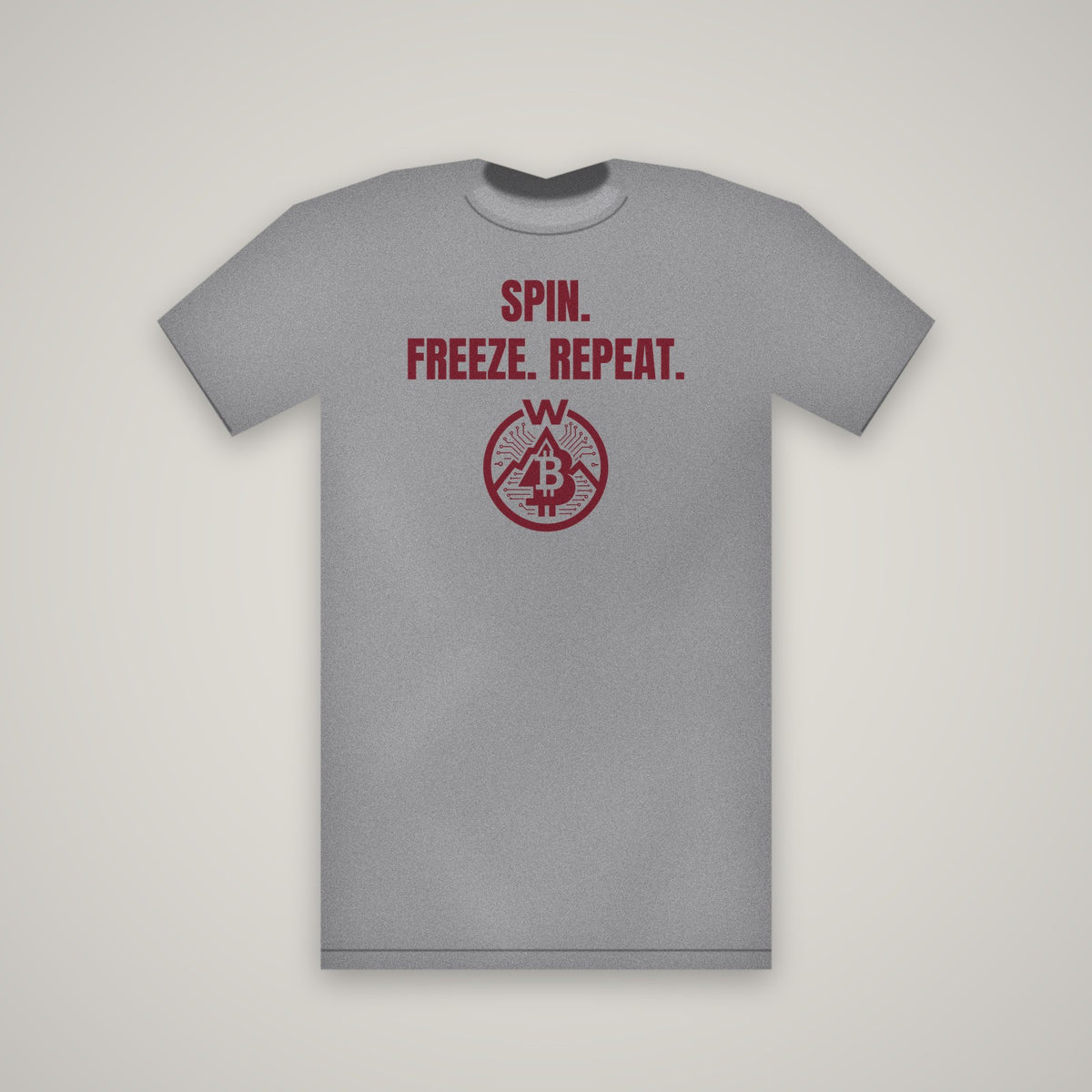 Spin. Freeze. Repeat. – WashedBlackDry t-shirt mockup on heather grey
