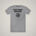 Freshly Washed. Never Folded. – WashedBlackDry t-shirt mockup on heather grey
