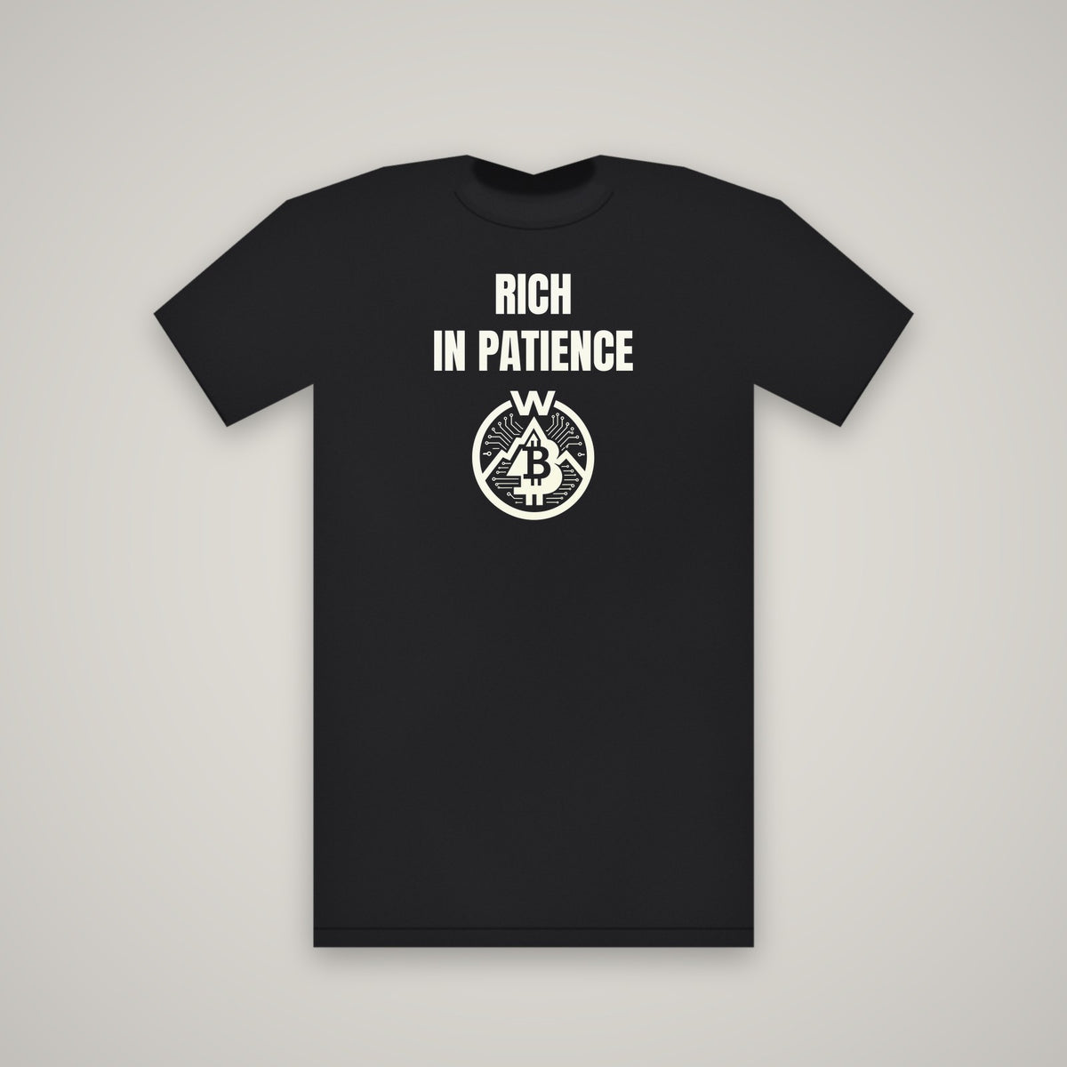 Rich In Patience – WashedBlackDry t-shirt mockup on black