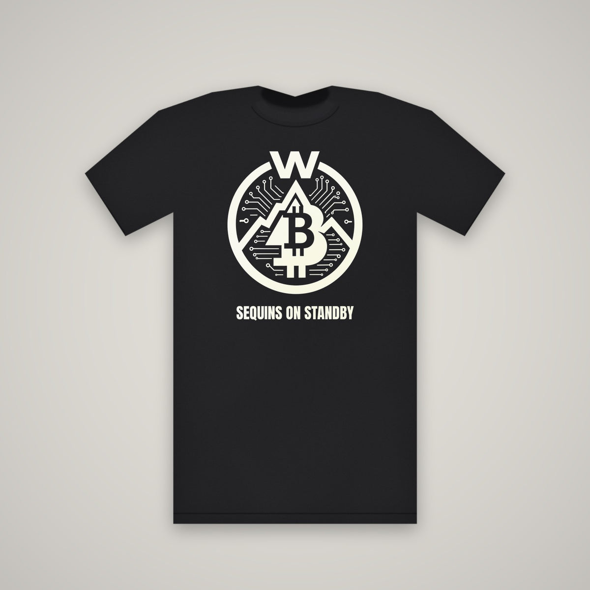 Sequins On Standby – WashedBlackDry t-shirt mockup on black