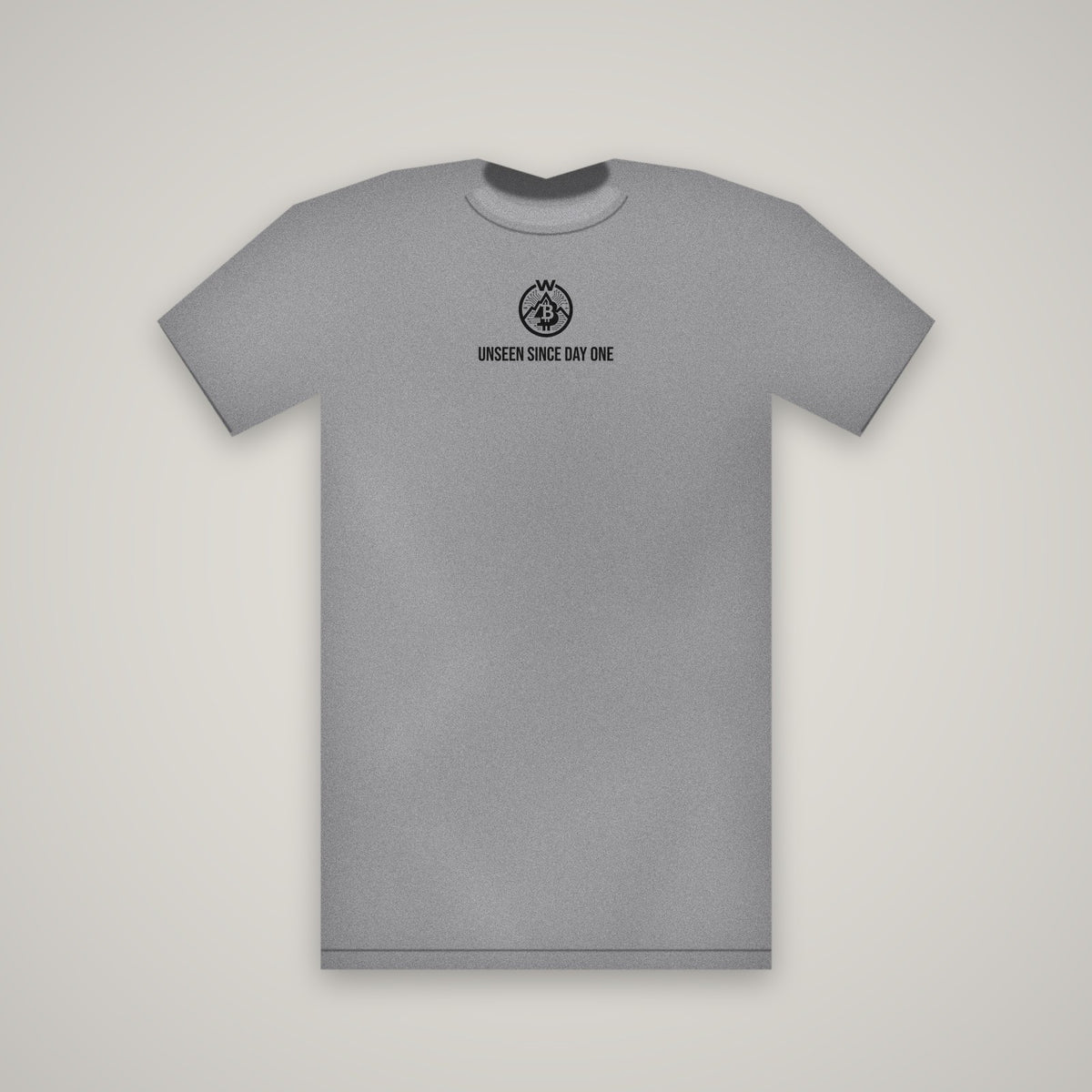 Unseen Since Day One – WashedBlackDry t-shirt mockup on heather grey