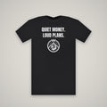 Quiet Money. Loud Plans. – WashedBlackDry t-shirt mockup on black