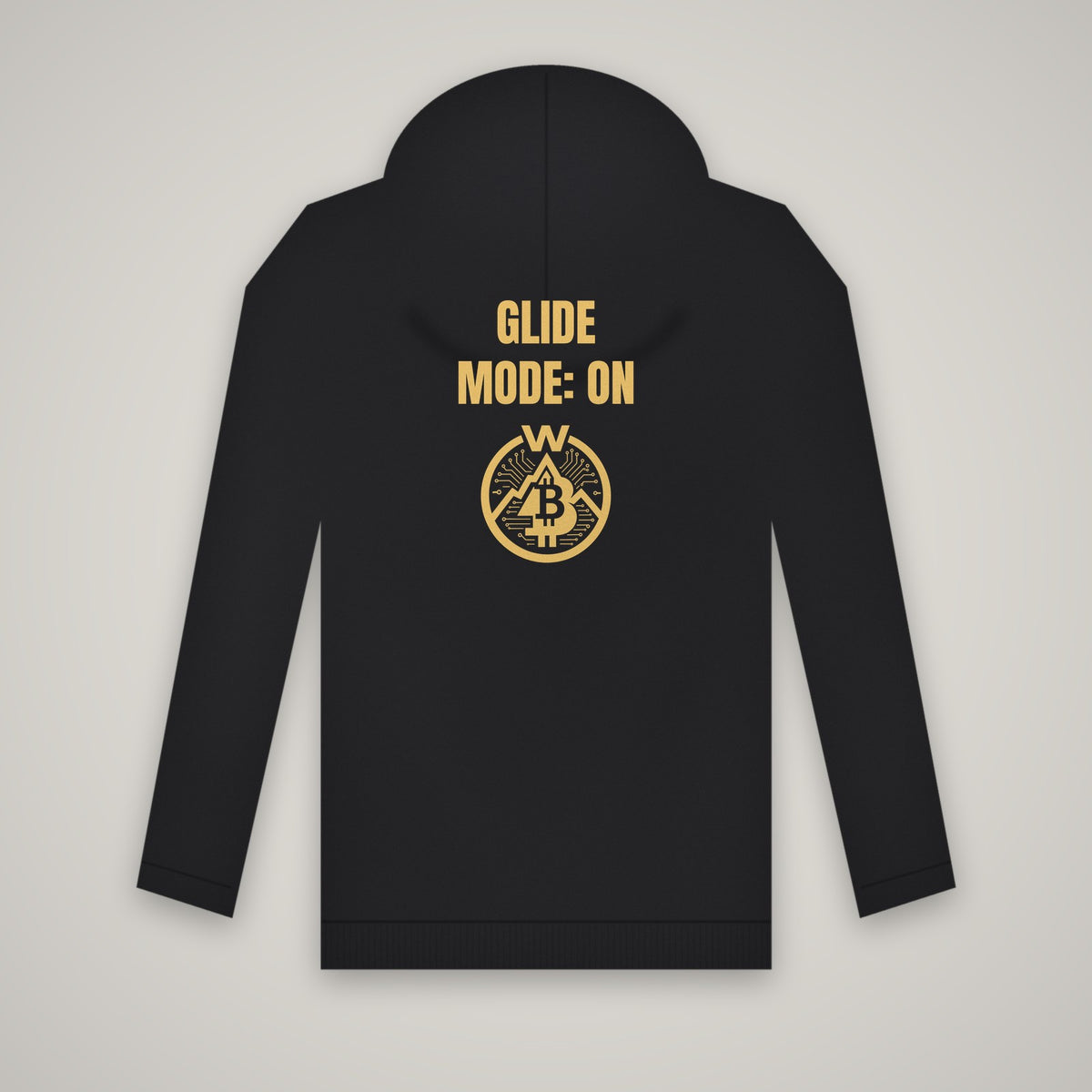 Glide Mode: On – WashedBlackDry hoodie (back print) mockup on black