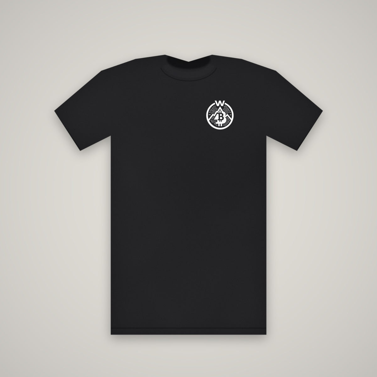 WBD Circuit-W Pocket Logo (White) – WashedBlackDry t-shirt mockup on black
