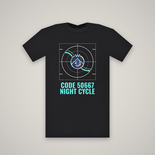 Code 50667 Night Cycle – WashedBlackDry t-shirt mockup on black