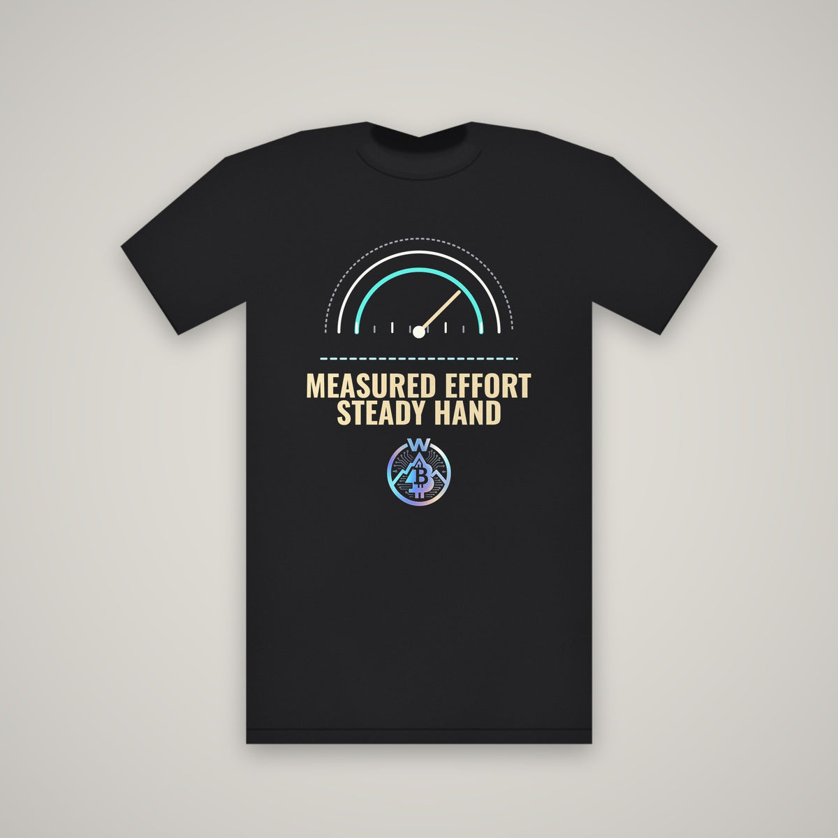 Measured Effort Steady Hand – WashedBlackDry t-shirt mockup on black