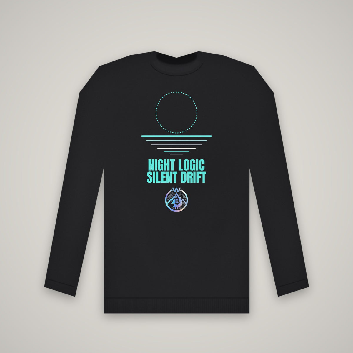 Night Logic Silent Drift – WashedBlackDry sweatshirt mockup on black