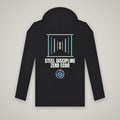 Steel Discipline Zero Echo – WashedBlackDry hoodie (back print) mockup on black