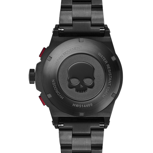 All-Black 44 mm Watch with Steel Bracelet