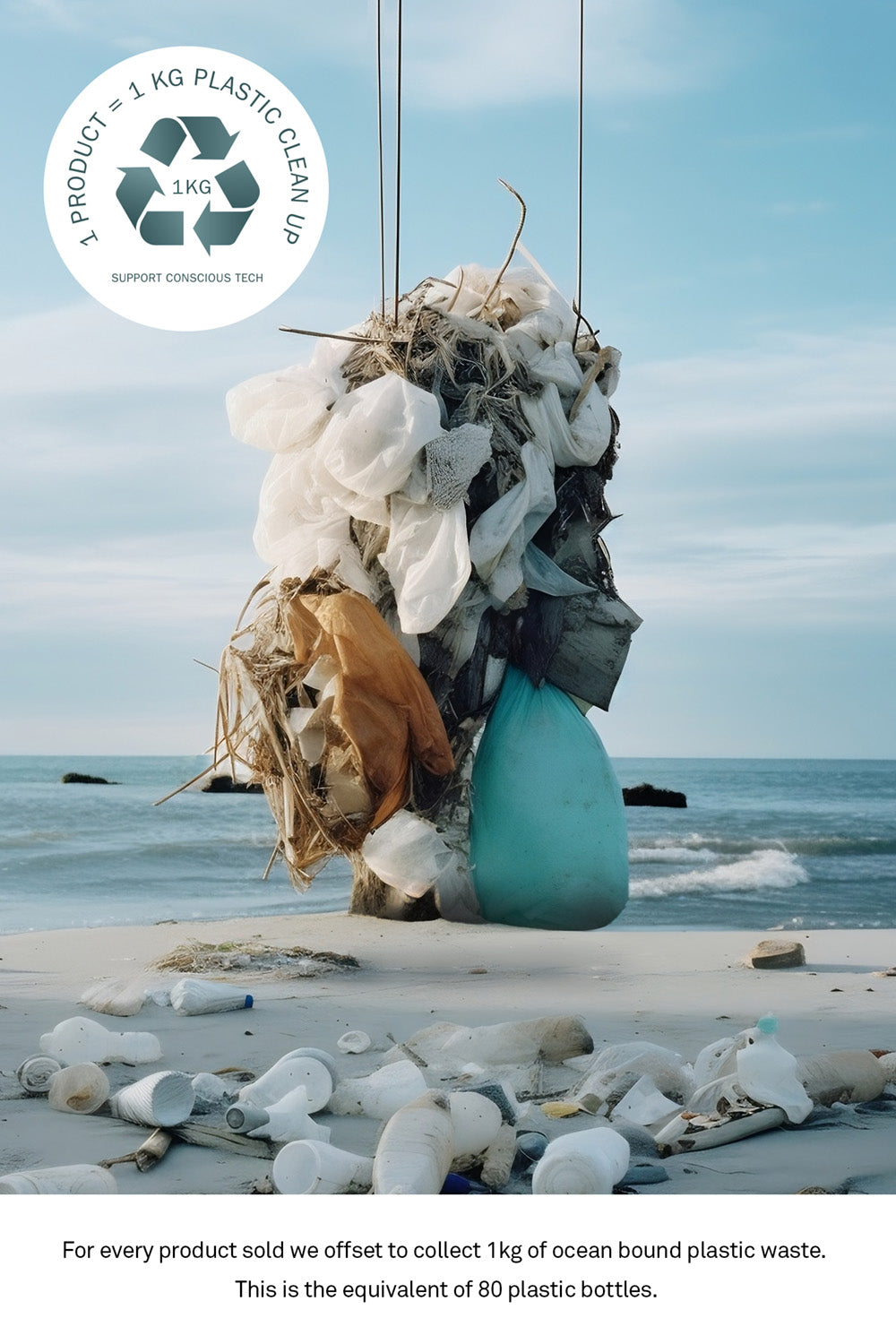 Charge your things  helping the environment! USB Sea Blue · Type C · 100W · 2 meter · Made of recycled fishing nets