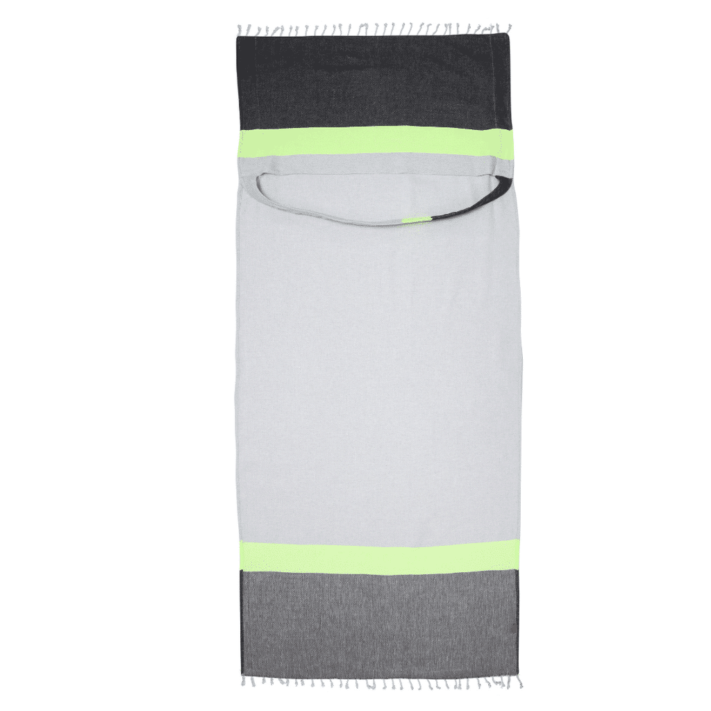 2-in-1 Beach Towel Bag in Grey & Charcoal – Made from Recycled Cotton